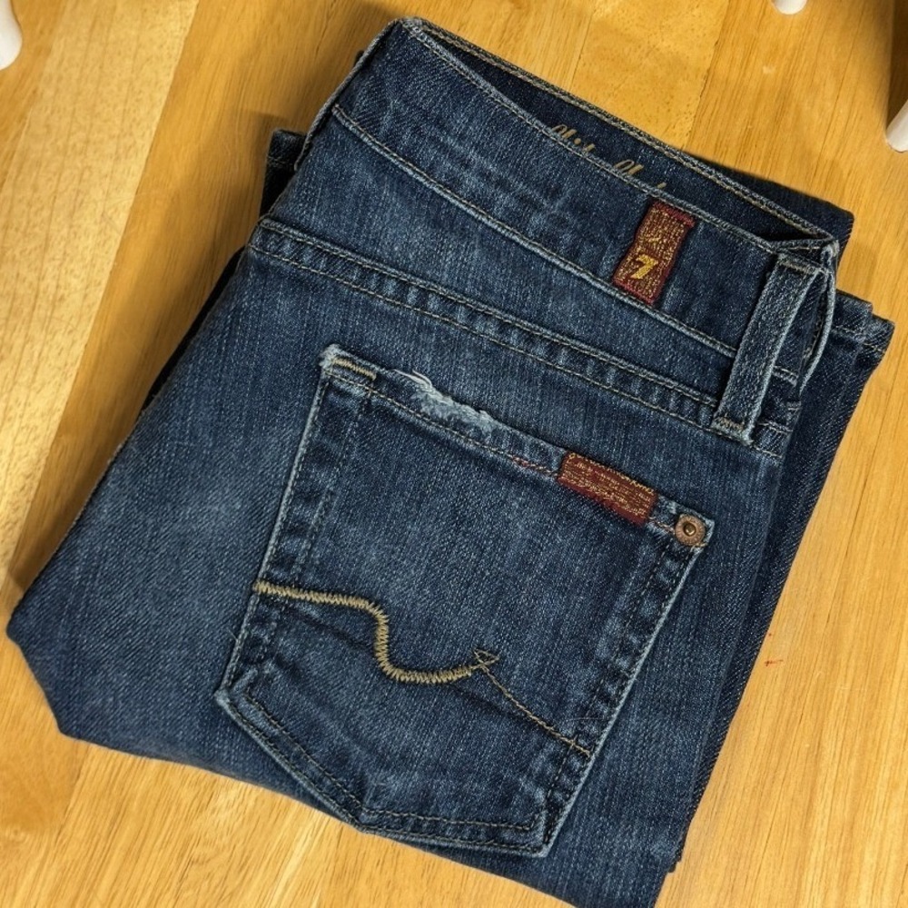 7 For All Mankind Jeans‎ 26 Flip Flop Lowise Distressed Boot Cut Flare Short Y2K